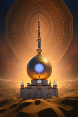 portrait Mosque, meditation, third eye, universe, fourth dimension, fractal, realistic, 8k, high quality, extreme detail, symmetrical,