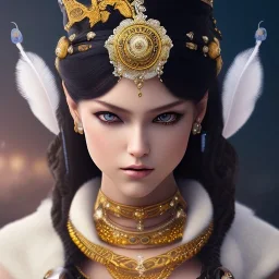 pirate female,detailed eyes, disturbed expression.intricate detaile,thnically accurate face, intricate head dress,detailed 1800 century jewelry, detailed hair, detailed feathers, use dynamic palette, accurate proportions, high contrast black smokey bokeh background.studio ghibli,andrea bonelli, style.