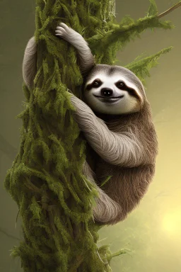 Sloth hanging from tree