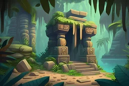 Lost Temple realistic cartoon jungle