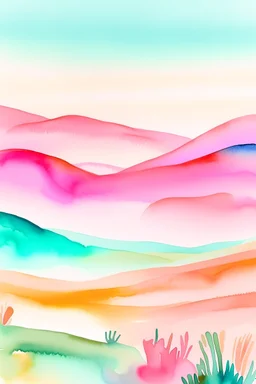 simple watercolour lanscape limited pastel colour palette