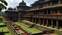 Nalanda University is made from stone and green and brown parks a big library, and teachers with a diverse school of thought (amerchita khata)