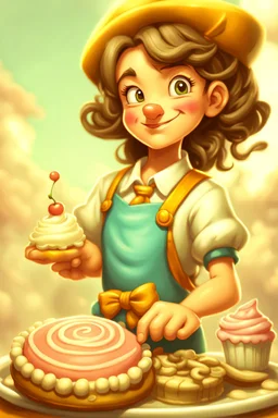 a cartoon character thirty years old confectioner , an ultrafine detailed painting by senior character artist, featured on polycount, sots art, artstation hd, 2d game art, behance hd