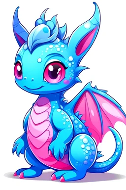 blue pink baby dragon cartoon