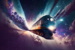 A train flying into universe.