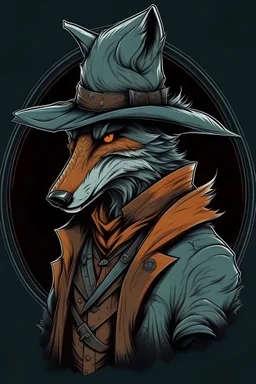 mysterius hunter with fox's mask like bloodborne style