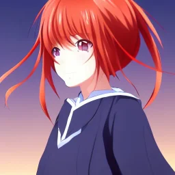 cute redhair ritsuka fujimaru gudako with a soft face, anime manga high quality Fate Grand Order