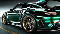 Rear View A stunningly realistic (((porsche turbo S x mansory))), intricate detail and perfection in every surface, glimmering metal and luxurious contours, a (perfect model) for a desktop wallpaper fit for high resolution screens, evoking a sense of futuristic elegance in a (4K cinematic atmosphere).