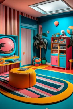 A play room embodying the essence of the 1980s