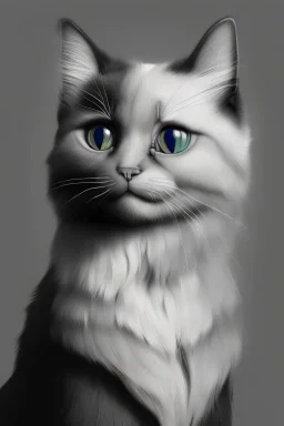 A highly detailed and hyper realistic drawing of a gorgeous and Goddess morphi cat, trending on artstation, sharp focus, studio photo, highly detailed, by greg rutkowski