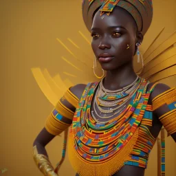 kente african bride model, full body, cinema 4d, octane render, high detail