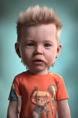 James hetfield toddler, full body, bokeh,hyper realistic