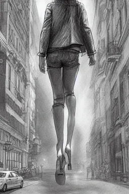 street, god walking, model style, hyper realistic, accurate, delicate, extremely detailed, Graphic novel style, wide-angle, front view, open aperture, superfine pencil