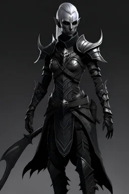 Female Dark Elf. Full body. Leather Armor.