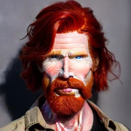 Portrait of courtney gains, ruggedly handsome but joyful, roguish, charismatic, attractive male, masculine, perfect, precisely detailed, lightly freckled face, meticulously detailed multi-hued ginger carrot-colored cherry red fiery hair; Malachai of the corn; fantasy, intricate, elegant, highly detailed, digital painting, artstation, concept art, matte, sharp focus, illustration, art by artgerm and greg rutkowski and alphonse mucha