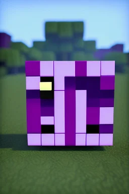 a portrait of a purple Minecraft block face, cute, farmer look, 2d, large pixel style