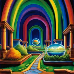 fantasy 90's tcg art of a rainbow well