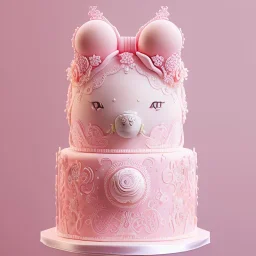 pastel pink kawaii cake, intricate details, high quality, professional