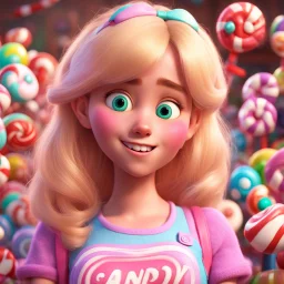 candy girl teenager, pixar, blonde