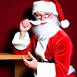 Santa's gorgeous, sultry female helper, sitting alone at home