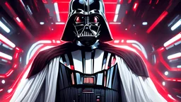 Darth Vader with futuristic red lights on his white suit