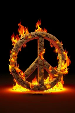 A lot of fire in a round shape 3d peace sign nachral
