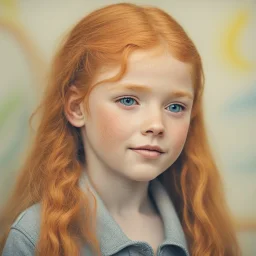 ginger girl, aged 12, rainbow, attractive