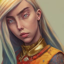 Billie Eilish, ying in the bathroom, photorealistic illustration