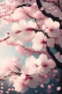create please picture of sakura full of blossom in the summer