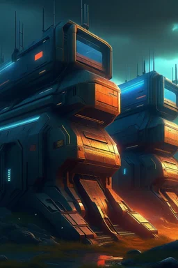 cyberpunk retro futuristic bunkers far away