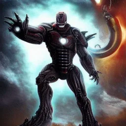 hybrid of Iron Man and Godzilla and xenomorph