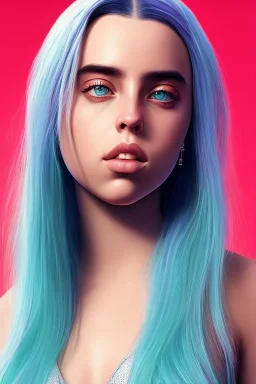 Billie Eilish, in a swimsuit, high detail, realistic, 8k, not to be distinguished from a photo, identical pupils