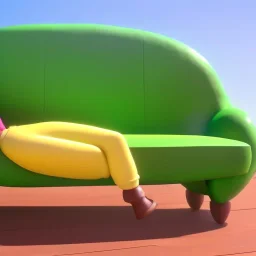 Couch in the shape of an avocado