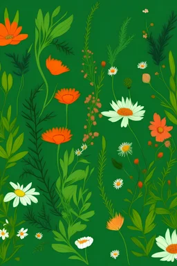 flores explotando en un fondo verde