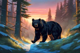 Shadow in 8k realistic anime drawing style, bear them, neon ice power, ice forest, highly detailed, high details, detailed portrait, masterpiece,ultra detailed, ultra quality