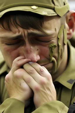 Soldier crying