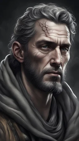 Prompt: magazine, statistics, lines pointing to clothing and gear, detailed character from a dark, high epic fantasy, lots of details, graphs --ar 9:16 a 40-year-old man with deep eyes that reflect many battles and losses . His face, although framed by wrinkles and scars, always expresses determination and willpower. His gaze is cold, like a steel blade, but in his dark eyes there is a spark - a thirst for truth and salvation. He wears a worn-out military uniform, covered with dust and stitches,