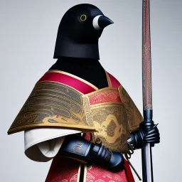 beautiful smooth realistic Japanese samurai crow robot body, run on dark cosmos background, cat aye, extremely sharp detail, finely tuned detail, ultra high definition, 8 k, unreal engine 5, ultra sharp focus, accurate sword wings,