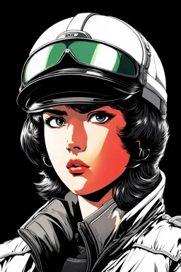 MANGA STYLE, 80S, ANIME 80s, AKIRA, PORTTRAIT, PILOT HAT