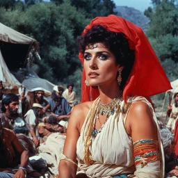 [Jason and the Argonauts (1963)] In the heart of a bustling Gypsy encampment Svetlanathe charismatic Gypsy Leader, sits beneath a brightly colored canopy. Her dark eyes, filled with wisdom and authority, scan the surrounding commotion. As the Gypsy Guide, Raul, approaches her with a determined stride, she senses his urgency and beckons him to join her.