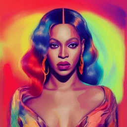 Photo of Beyonce , beautiful face, multi-hued red hair; in the style of martine johanna, draped in flowing fabric, ignore nsfw, colorful energetic brush strokes, realistic, sharp focus, 8k high definition, insanely detailed, intricate, elegant, art by martine johanna and artgerm