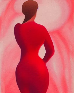 akvarel, woman body red, and golden, abstract, curvy, pastels, light, beautiful curves, woman from back, rosa, circle, back, spine, light, pastel, blurry, postmodern art, graphical, masterpiece, abstract art