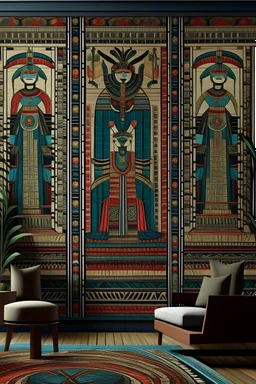 Design of Gobelin textile hanging wall inspired by the Pharaonic style