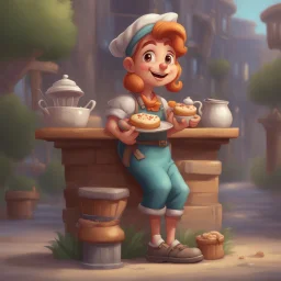 a cartoon character thirty years old confectioner , an ultrafine detailed painting by senior character artist, featured on polycount, sots art, artstation hd, 2d game art, behance hd