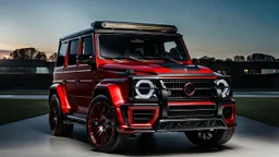 A (((G-Wagon mustang))) featuring a luxurious interior, advanced technologies, and a sleek body kit designed by MANSORY, front cinematic view