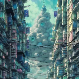 Cyberpunk futuristic Megacity ,Neogothic architecture, uphill Road,detailed facades,detailed painting, 8K resolution,German noir,matte painting,felix kelly,biopunk,trieste