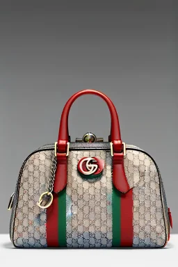 Gucci bag made by muppet face, Sesame Street style, retro style, photo studio, unreal engine 5, god lights, ray tracing, RTX, lumen lighting, ultra detail, volumetric lighting, 3d.