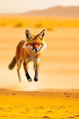 A fox runs after animals in the desert and kills everyone it meets