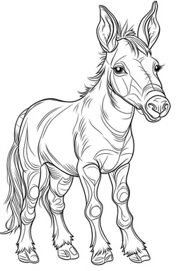 outline art for Colt (Donkey) coloring pages with sitch, white background, Sketch style, full body, only use outline, toddlers style, clean line art, white background, no shadows and clear and well outlined.