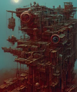 Camera., concept art, hyper detailed, beksinski, dan mumford, post-apocalyptic, oil on canvas